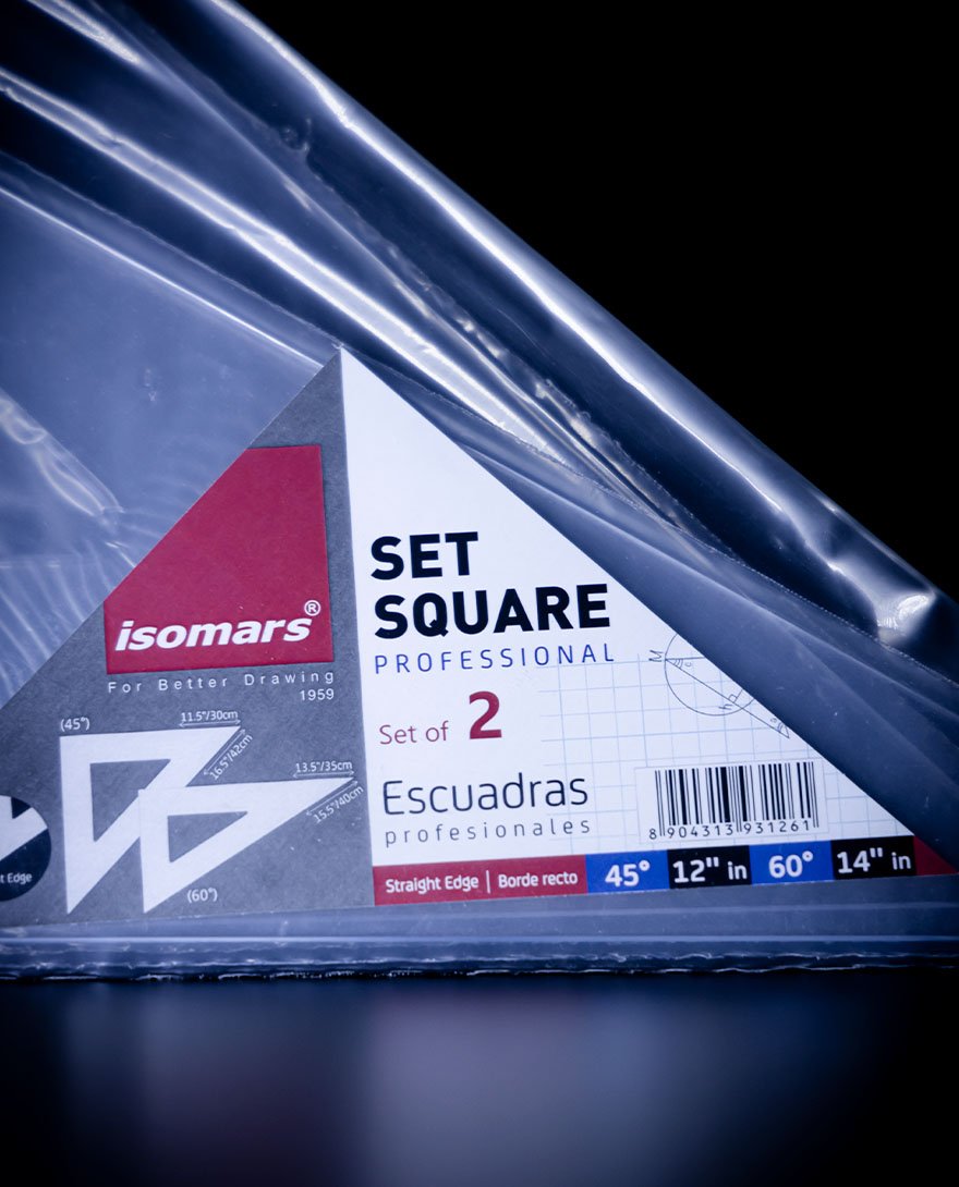 Isomars Escuadras Profesionales Sin Bisel Set 2 Piezas 12 y 14 pulgadas
